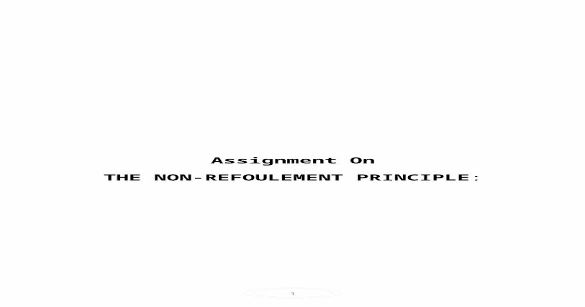 assignment on non refoulement