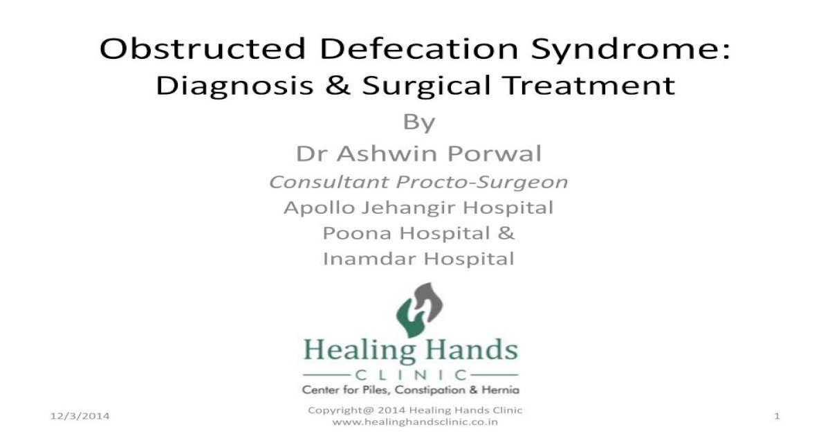 Obstructed Defecation Syndrome Diagnosis And Surgical Treatment Pdf Document