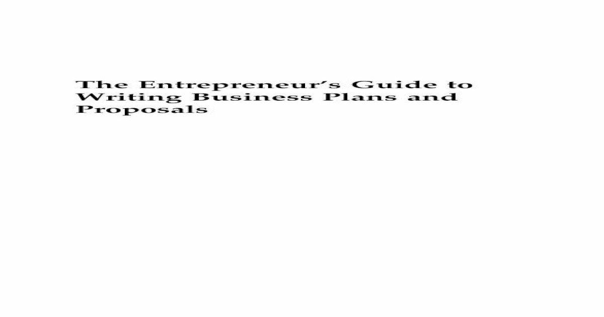 writing business plans and proposals
