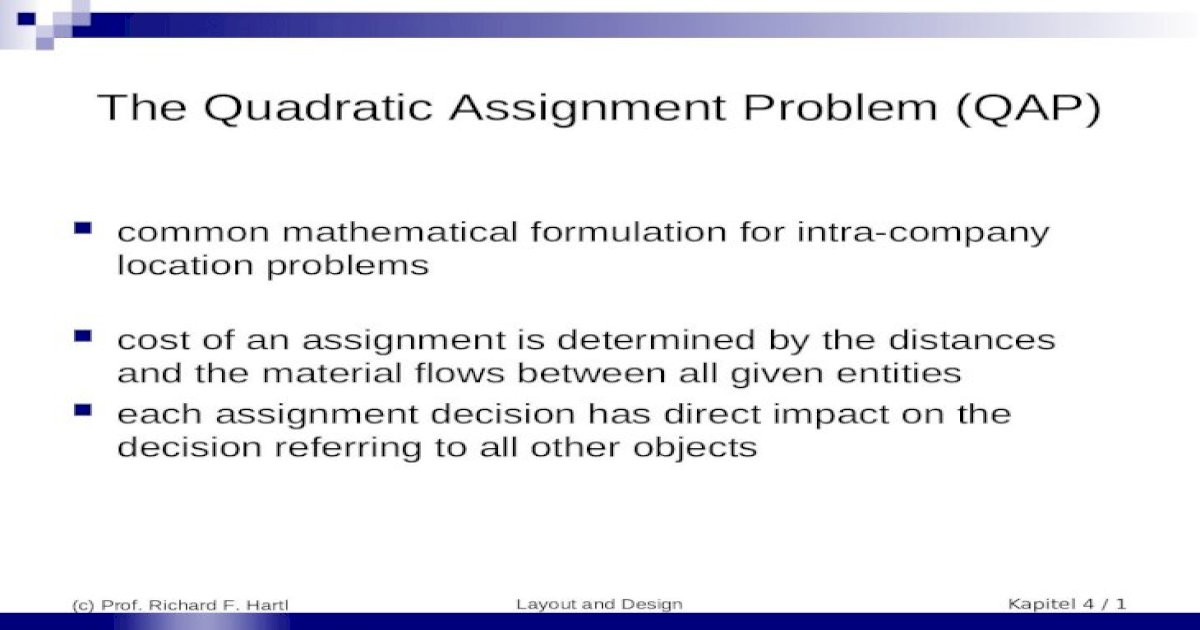 quadratic assignment problem formulation