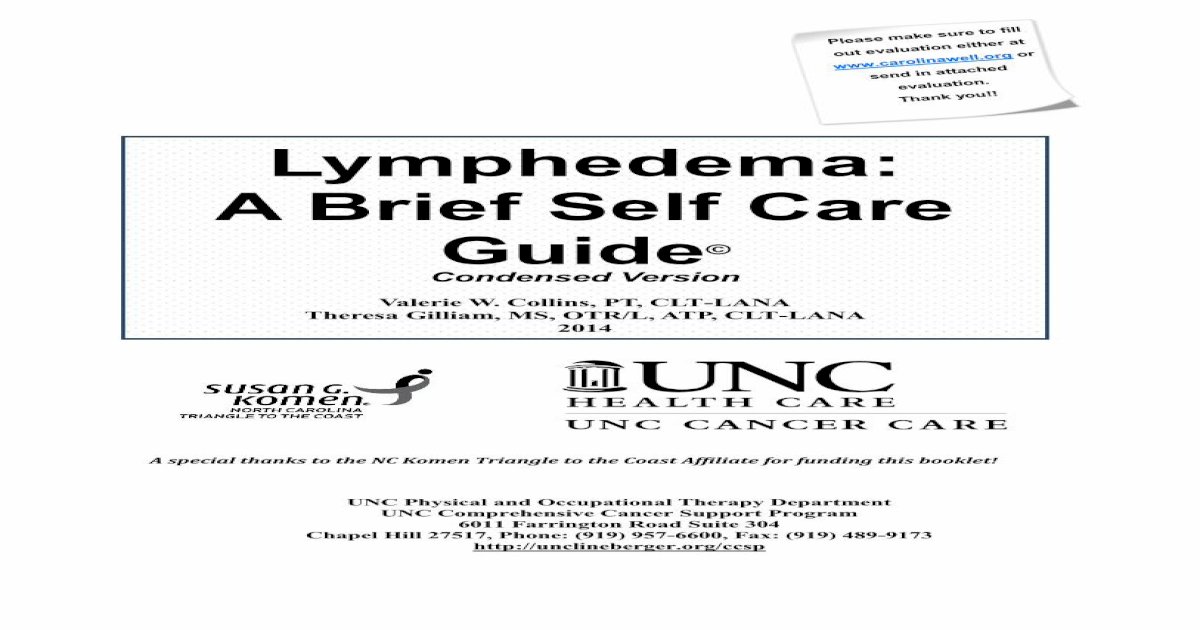 Lymphedema A Brief Self Care Guide · Lymphedema A Brief Self Care