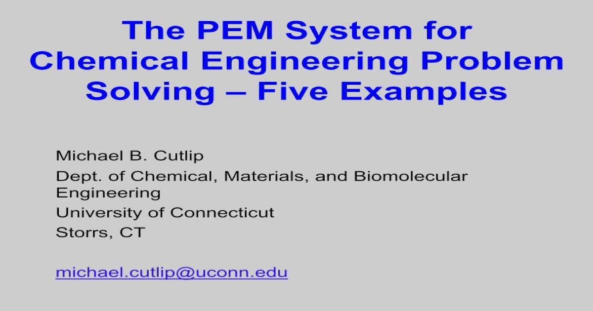 chemical engineering problem solving examples