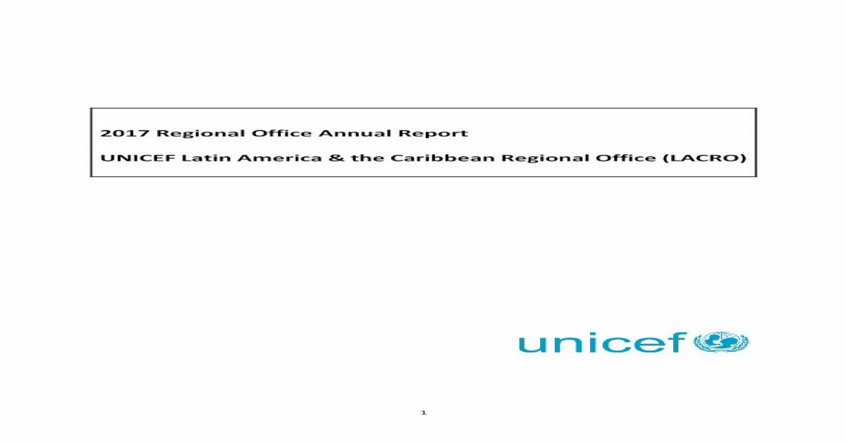 2017 regional office annual report unicef latin america ...€¦ · social protection, and greater...