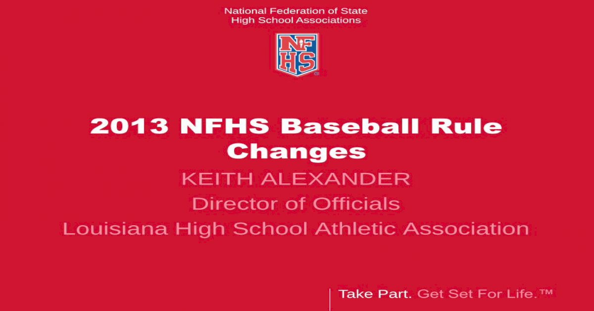 2013 NFHS Baseball Rule Changes [PDF Document]