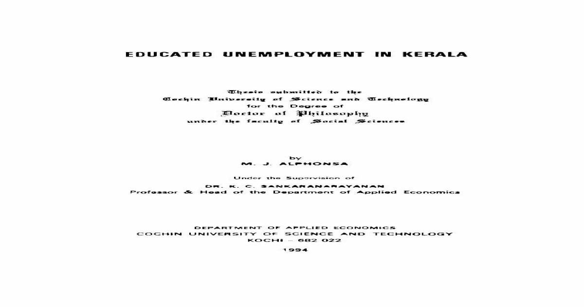unemployment in kerala essay