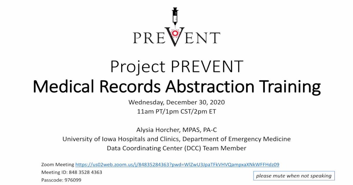 Project PREVENT Medical Records Abstraction Training - [PDF Document]