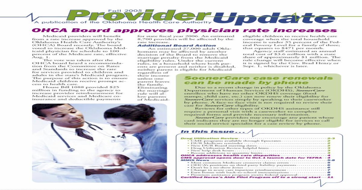 Provider Update The Oklahoma Health Care Authority PDF Document 