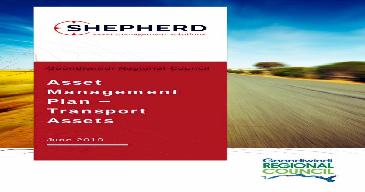 Roads Asset Management Plan - Goondiwindi Regional Council - [PDF Document]