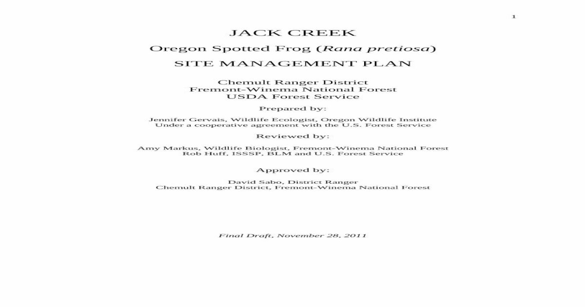 site management plan - Oregon Wildlife Institute - [PDF Document]