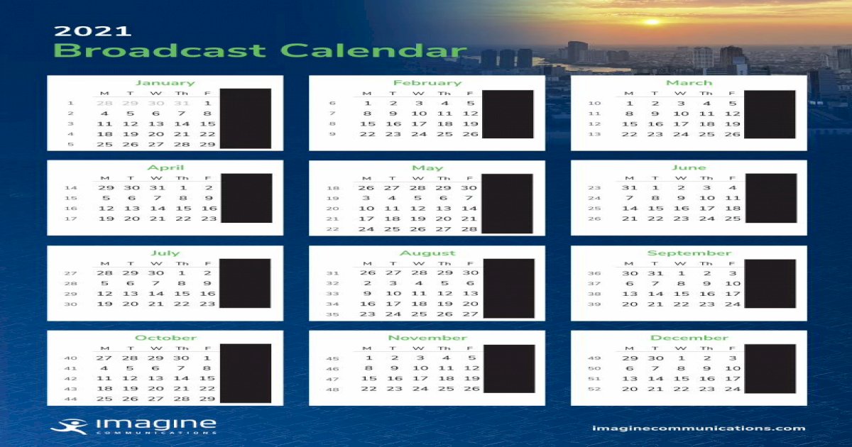 2021 Broadcast Calendar Imagine Communications Pdf Document