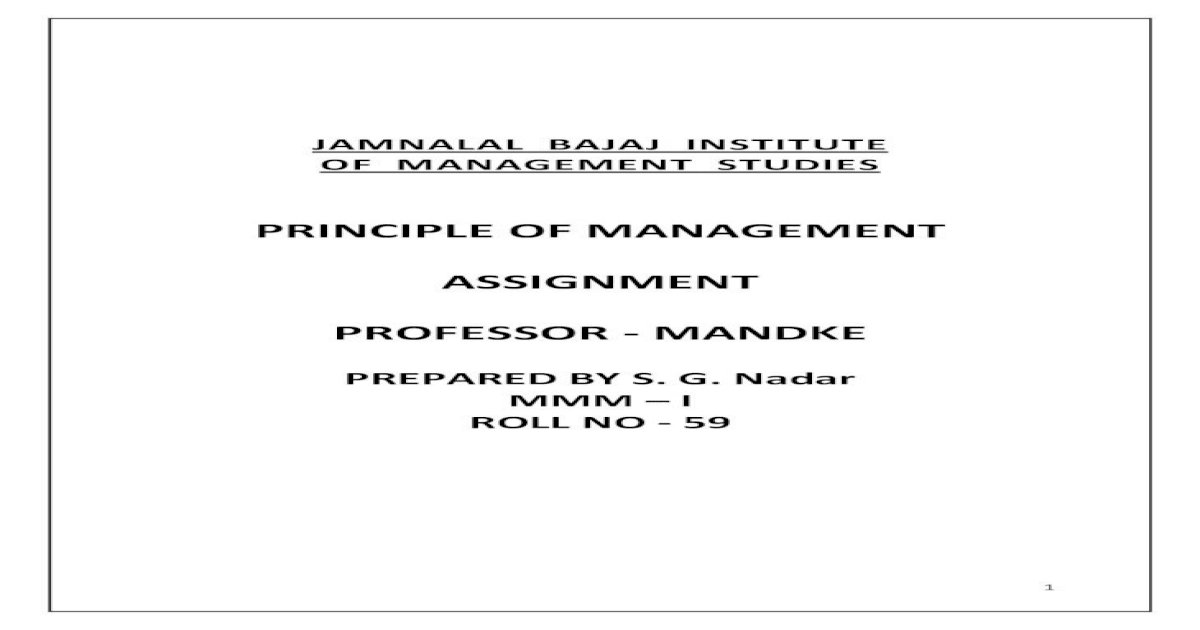 contoh assignment principle of management